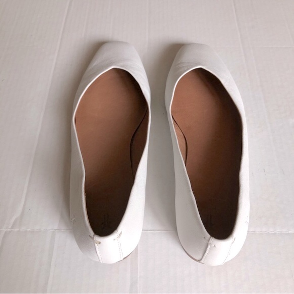 Frye Womens Dana white Square-toe Leather Heel Ballet Flats Shoes 9 - Picture 6 of 12